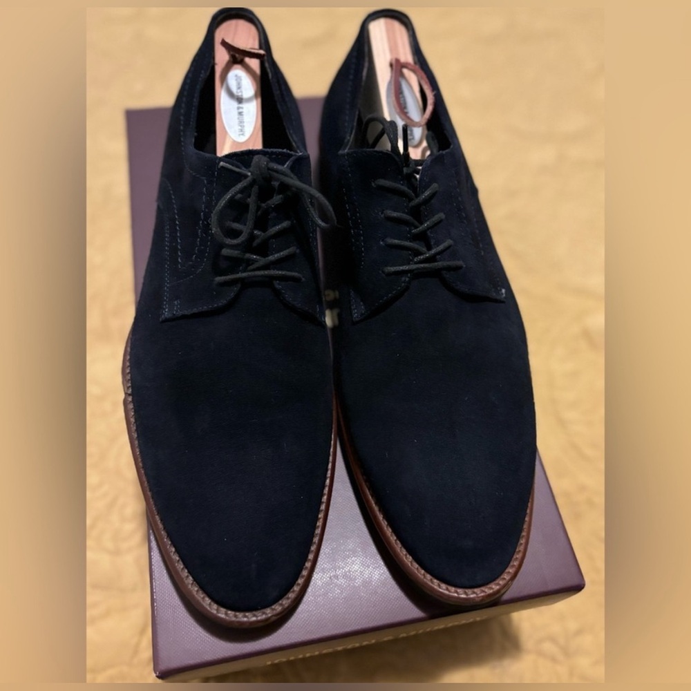 Johnston & Murphy Collection Navy Suede Derby Shoes